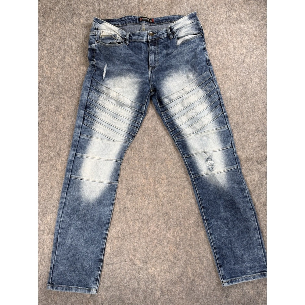 Southpole Stacked Skinny Jeans‎ Mens 36x30 5Pocket Distressed Blue